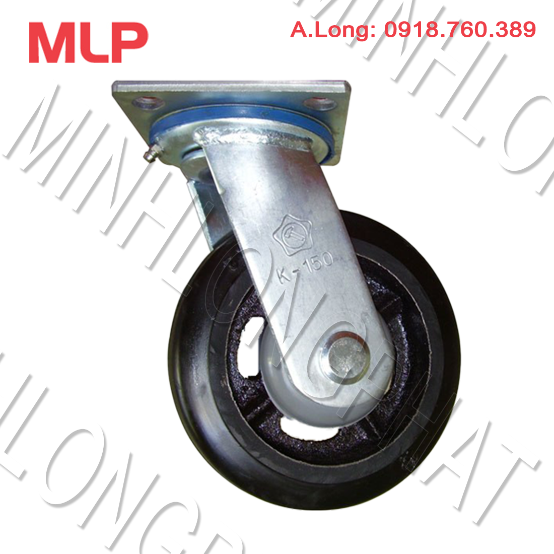 Bánh xe đẩy càng K Cao su Gang Xoay OT